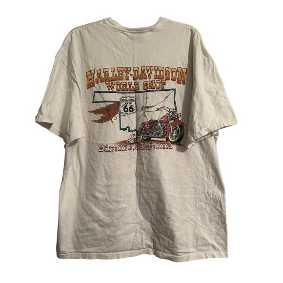 GUC Harley Davidson Men's White Short Sleeve T Shirt Edmond, OKlahoma Sz XXL - Picture 2 of 5